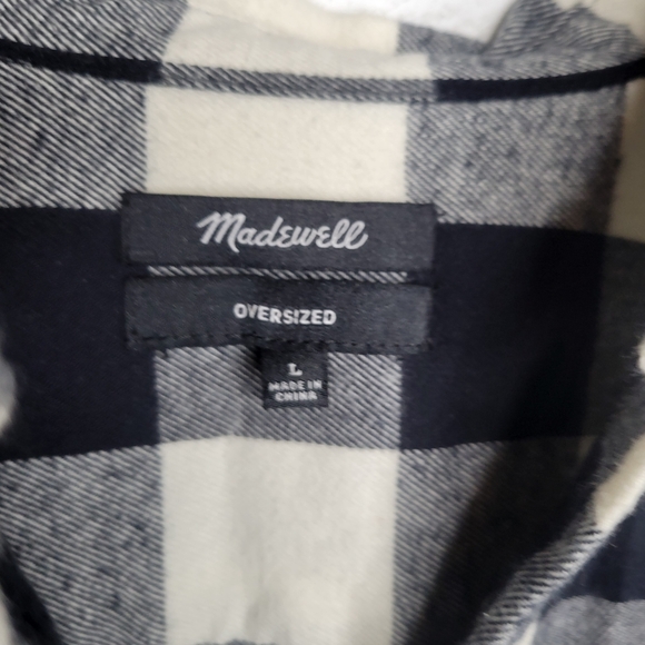 Madewell Black White Check Button Down Flannel Shirt - Picture 2 of 5